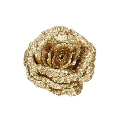 18cm Clip on  Glittered Rose - Gold