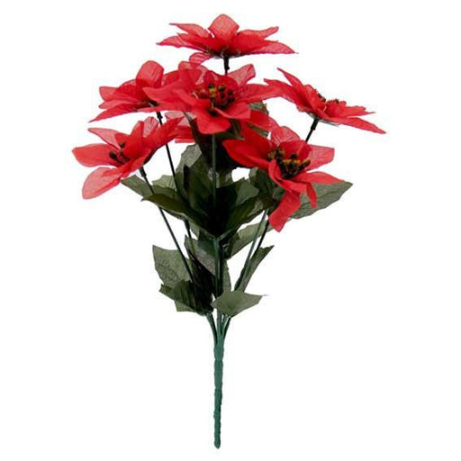 7 Head Red Poinsettia Bush x 30cm