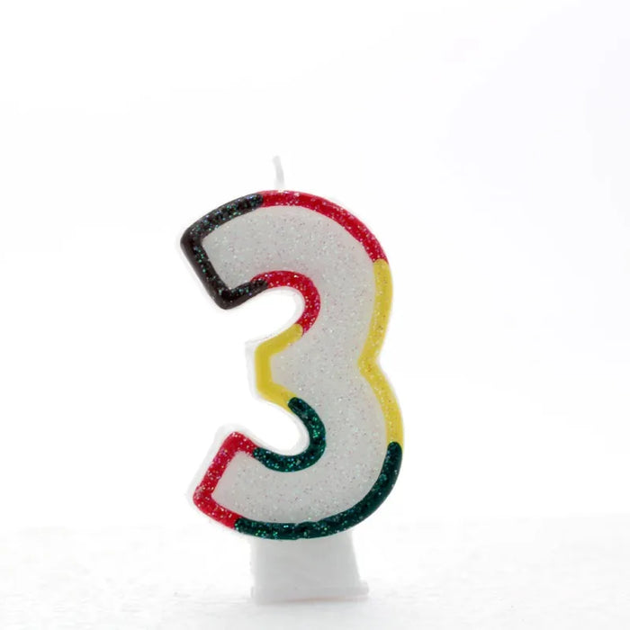 Bright Universal Single Number Party Cake Candles 3" High