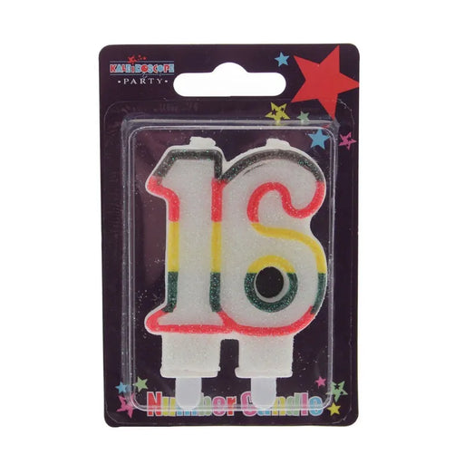 Number 16 Colourful Universal Birthday Cake Candle