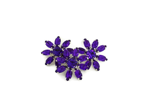 3 x Acrylic Crystal Flower Diamante Brooches x 28mm - Pink, Purple or Clear