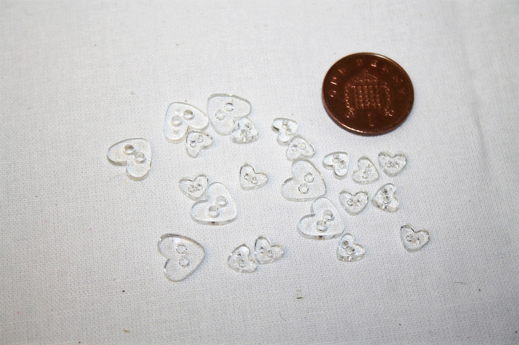 Mini Craft Heart Buttons Transparent 