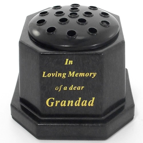 Black In Loving Memory Memorial Pot - Grandad