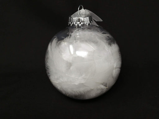 White Feather Clear Bauble - 8cm or 10cm