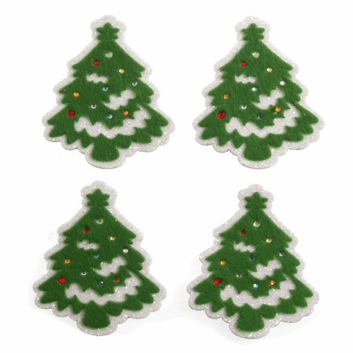 Felt Craft Embellishment - Snowy Christmas Tree - Pack of 4