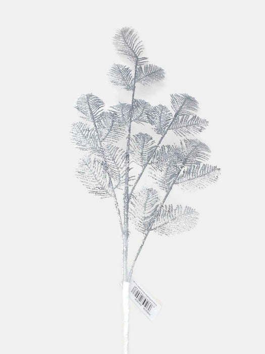 Glittered Tall Fern Spray x 72cm - Silver