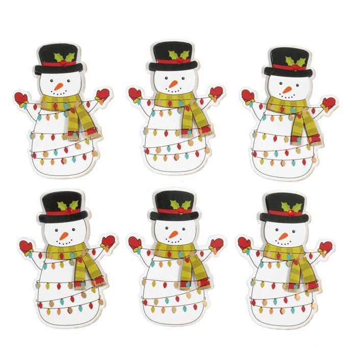 Self Adhesive Craft Embellishment x 7cm - Festive Snowman - Pack of 6