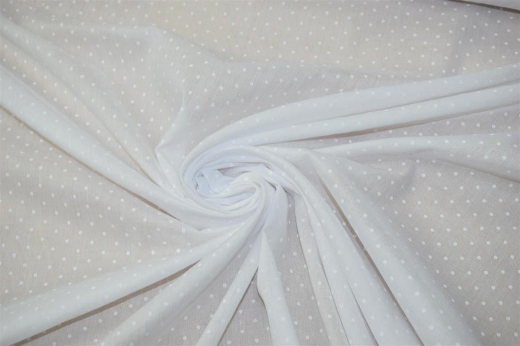 1 metre Polycotton White Pin Spot Fabric x 112cm / 44"
