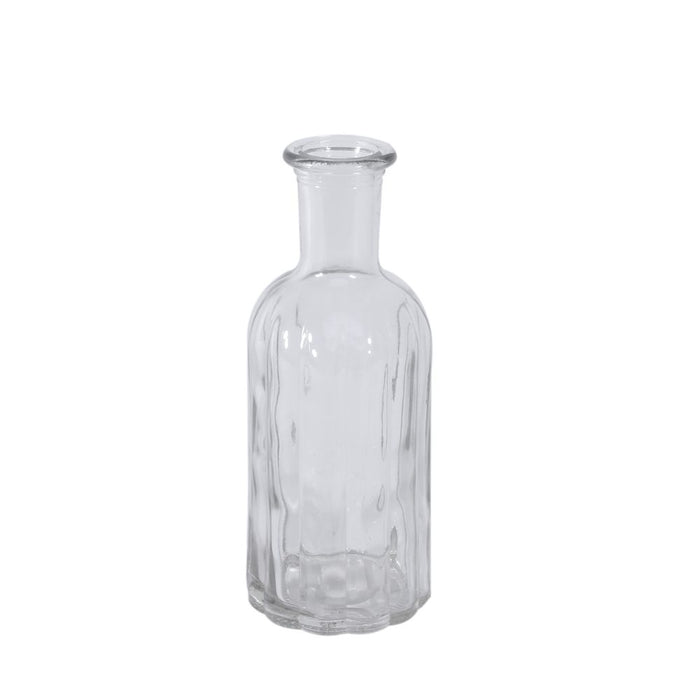Ribbed Clear Glass Flora Vase Bottle x 13.7cm