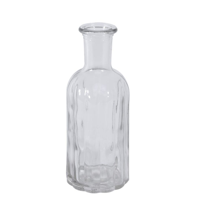 Ribbed Clear Glass Flora Vase Bottle x 19cm