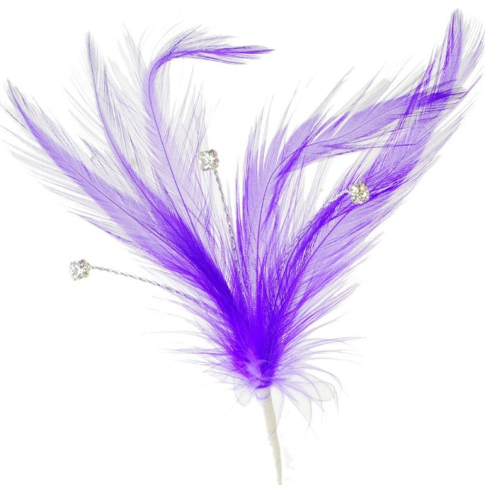 3x Purple Flutters Feathers & Diamante 15cm