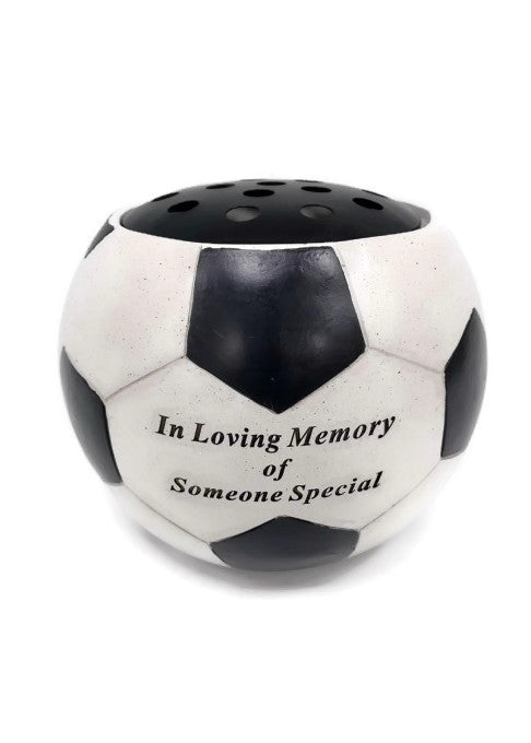 Black Memorial Football Flower Bowl - In Loving Memory of Someone Special