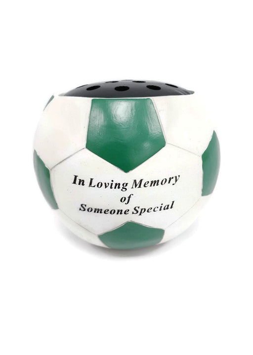 Green Memorial Football Flower Bowl - In Loving Memory of Someone Special