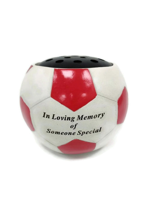 Red Memorial Football Flower Bowl - In Loving Memory of Someone Special