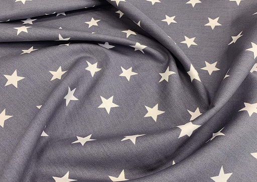 1M 100% Cotton Poplin Stars on Dark Grey Fabric 110cm (45 inches) stock location a3