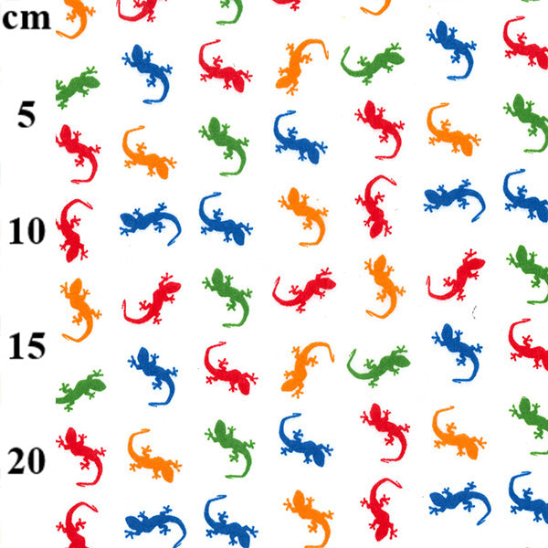 1 Metre Polycotton Fabric Gecko Lizard - Rainbow Colours - 110cm Width