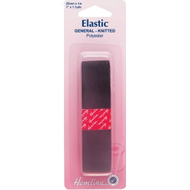 General Purpose Knitted Elastic 25mm x 1mtr - Black