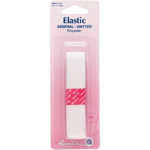 General Purpose Knitted Elastic 20mm x 1mtr - White