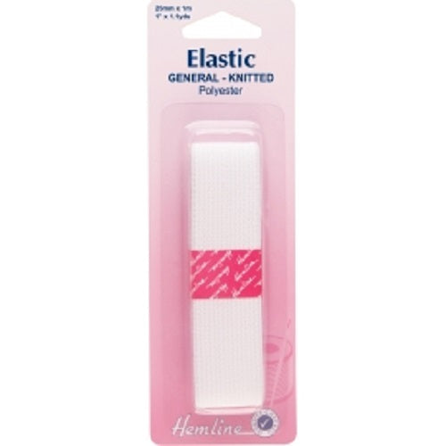 General Purpose Knitted Elastic 25mm x 1mtr - White