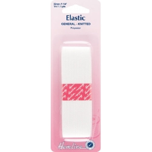 General Purpose Knitted Elastic 32mm x 1mtr - White