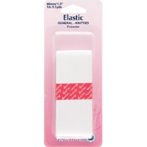 General Purpose Knitted Elastic 40mm x 1mtr - White