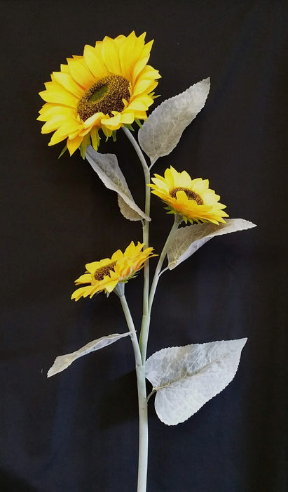 3 Head Large Sunflower Stem - Height 118cm 