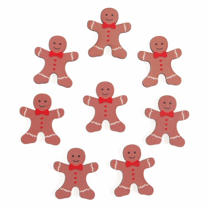 Craft Embellishments - Wooden Gingerbread Man - 8 Pieces