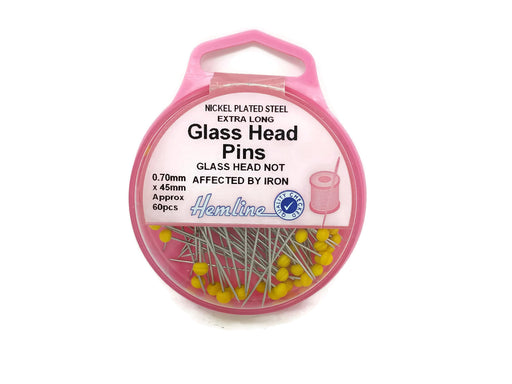 Hemline Extra Long Glass Head Pins x 45mm