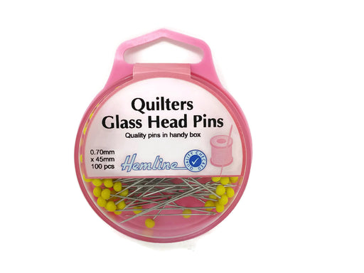Hemline Quilters Glass Head Pins x 45mm