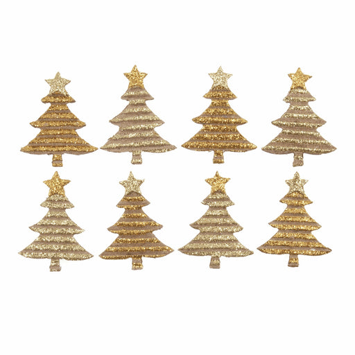 Self Adhesive Corrugated Christmas Tree x 4cm - Gold Glittered - Pack of 8