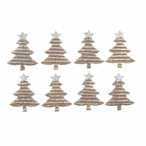 Self Adhesive Corrugated Christmas Tree x 4cm - Silver Glittered - Pack of 8