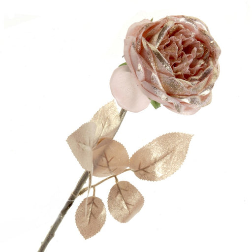Glittered Single Rose - Light Pink (55cm Long)