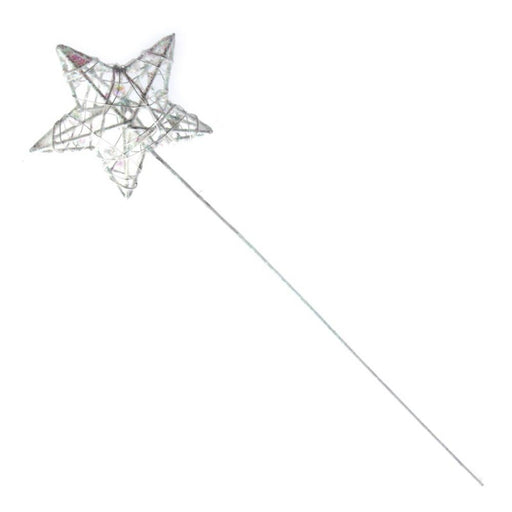 Glittered Star Wand - White Iridescent