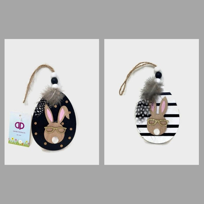 Single Hanging Wooden Bunny Egg - Colour Picked at Random