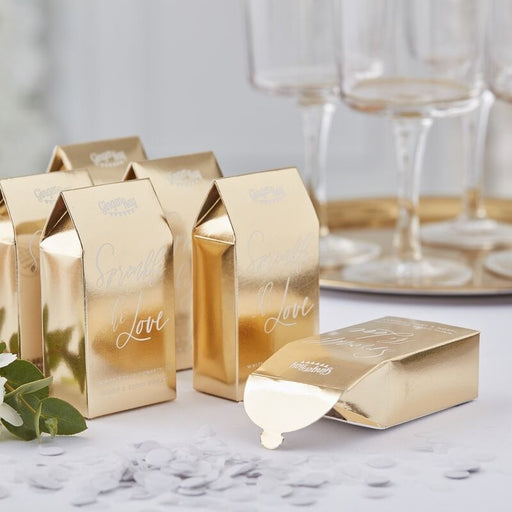 Gold foiled Wedding Confetti Boxes & White biodegradable Confetti