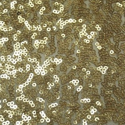 1 metre All Over 3mm Sparkle Sequins Fabric - Gold
