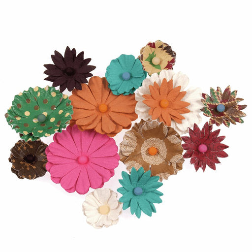 Crafty Sticky Back Paper Flowers - 14 Pieces - Assorted Colours