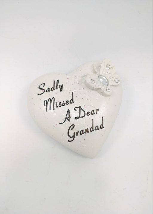 Small Diamante Heart with Butterfly - Grandad