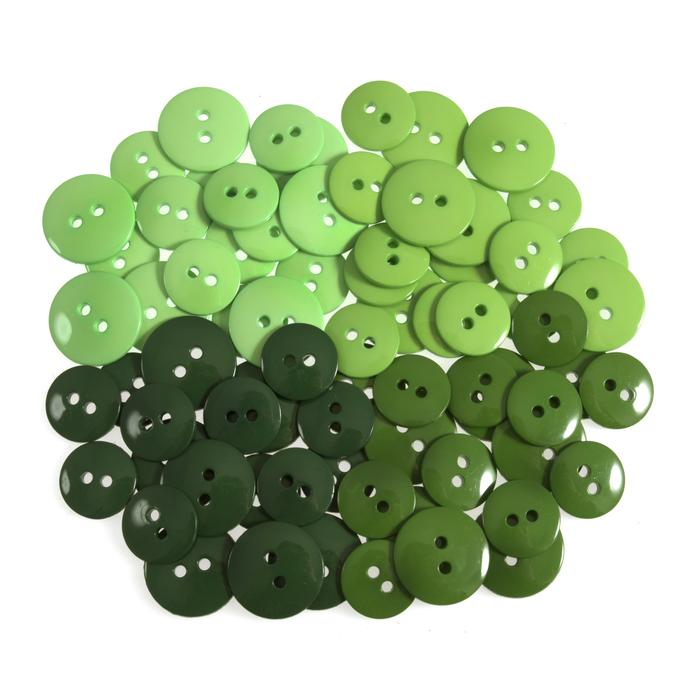 72 Craft Buttons - Shades of Green