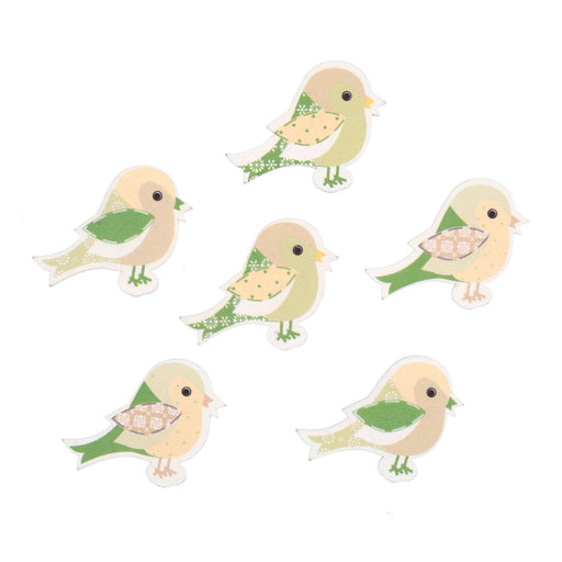 Craft Embellishment - Green Birds - Pack of 6