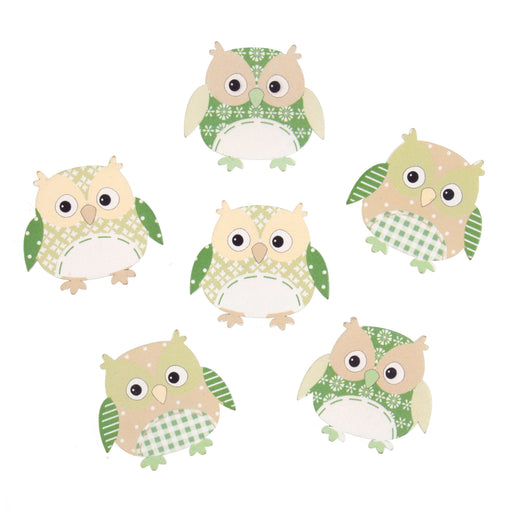 Craft Embellishment - Green Owls - Pack of 6