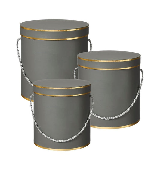 Set of 3 Hamilton Lined Hat Boxes - Grey