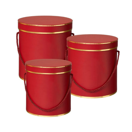 Set of 3 Hamilton Lined Hat Boxes - Red
