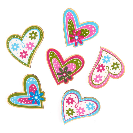Craft Embellishment - Wooden Hearts - Pack of 6