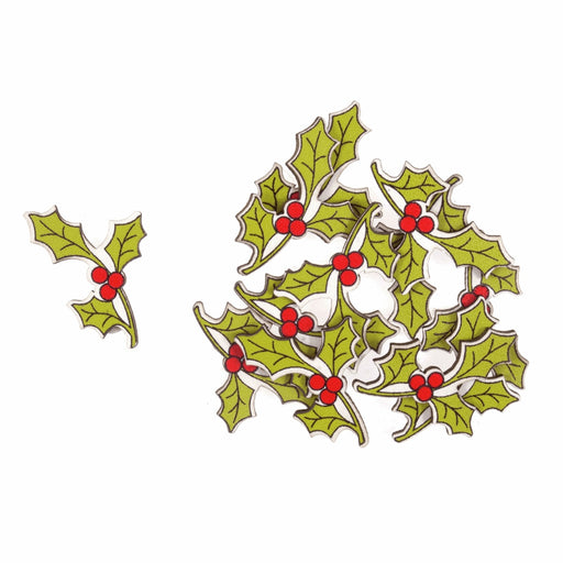 Craft Embellishment - Wooden Holly Sprig - Pack of 12