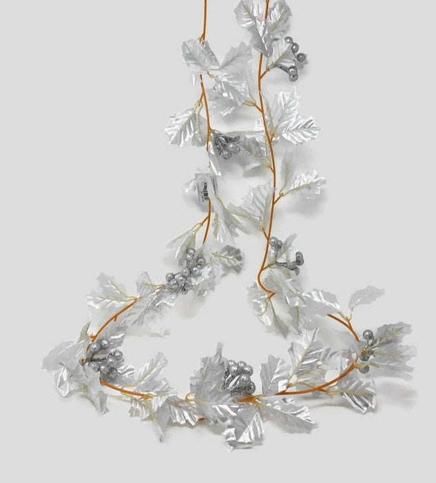 Silver Holly Garland x 168cm