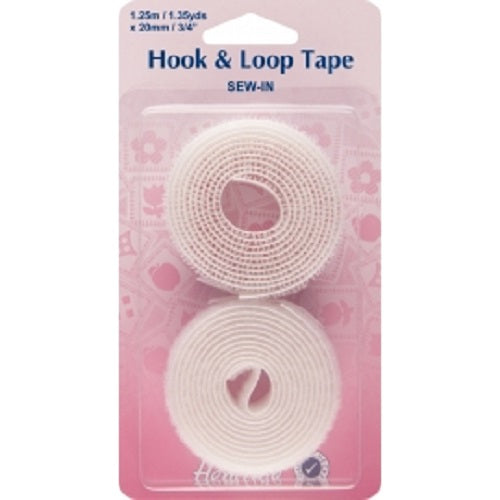 Hemline Hook & Loop Tape: Sew-In - 1.25m x 20mm - White