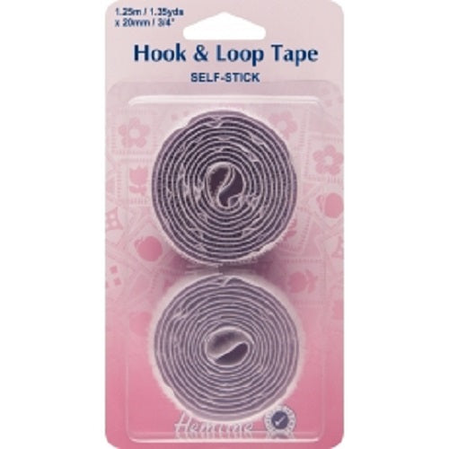 Hemline Hook & Loop Tape: Stick-On - 1.25m x 20mm - White