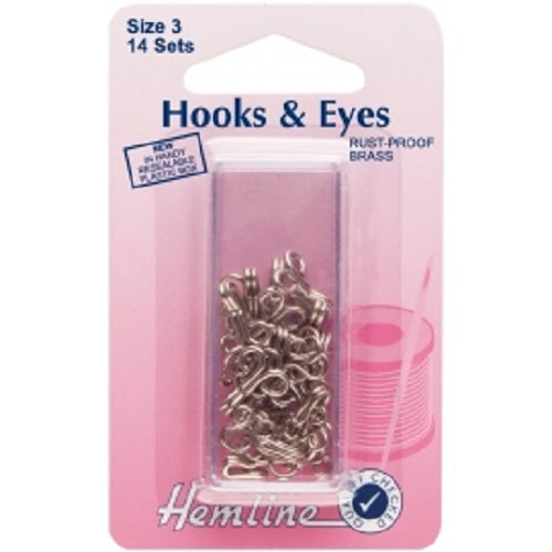 Hooks & Eyes Fasteners -  Silver Nickel  - Size 3 x 14 Sets