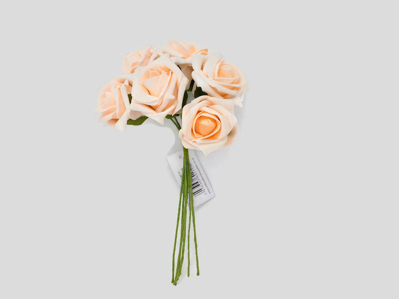 6 Head Foam Rose Bunch -  Ice Peach6 Head Foam Rose Bunch -  Ice Peach